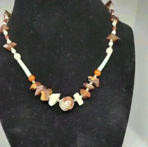 Vintage handcrafted stone and shell necklace